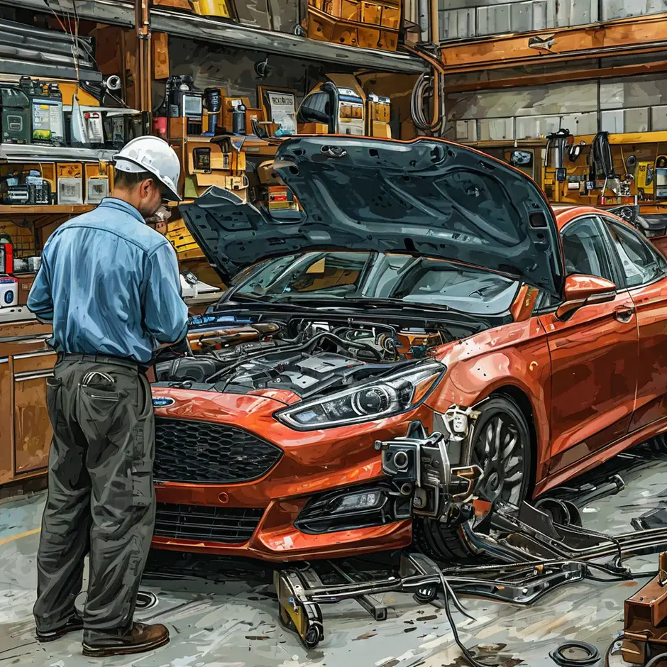 Замена натяжителя ремня с роликами Ford Transit